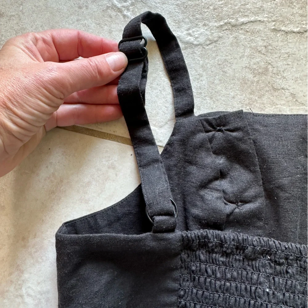 Urban Outfitters Linen Blend Button Up Crop Top Medium NWT '90s Square N… - Picture 5 of 7